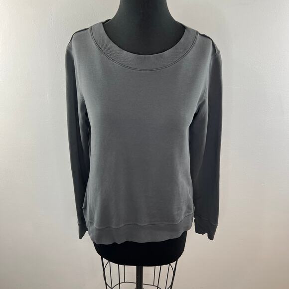 NANCY ROSE Gray Lightning Bolt Top Cotton Side Slit Crew Neck Performance Size 4 - Picture 3 of 10